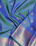 Peacock Blue  Kanjivaram Pure Zari Silk Saree
