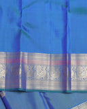 Peacock Blue  Kanjivaram Pure Zari Silk Saree