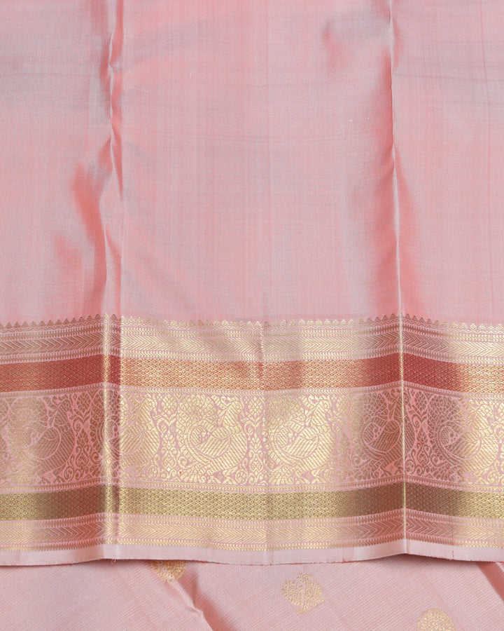 Salmon Pink  Kanjivaram Pure Zari Silk Saree
