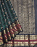 Green and Black  Kanjivaram Pure Zari Silk Saree