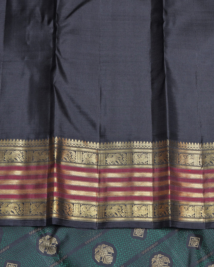Green and Black  Kanjivaram Pure Zari Silk Saree