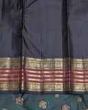 Green and Black  Kanjivaram Pure Zari Silk Saree