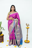 Purple and Blue Combination Saree