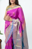 Purple and Blue Combination Saree