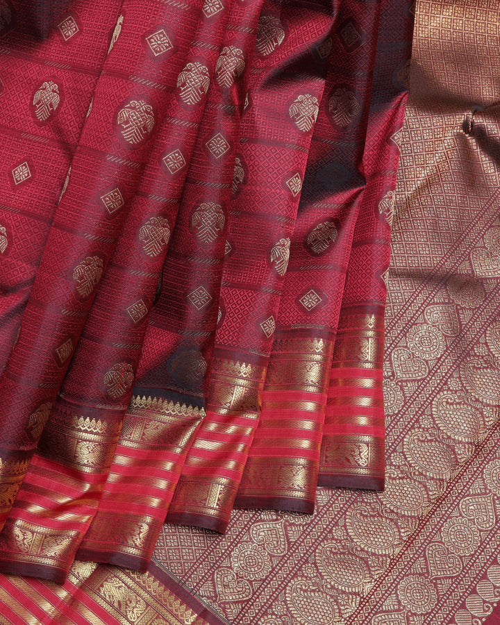 Maroon pure zari silk saree