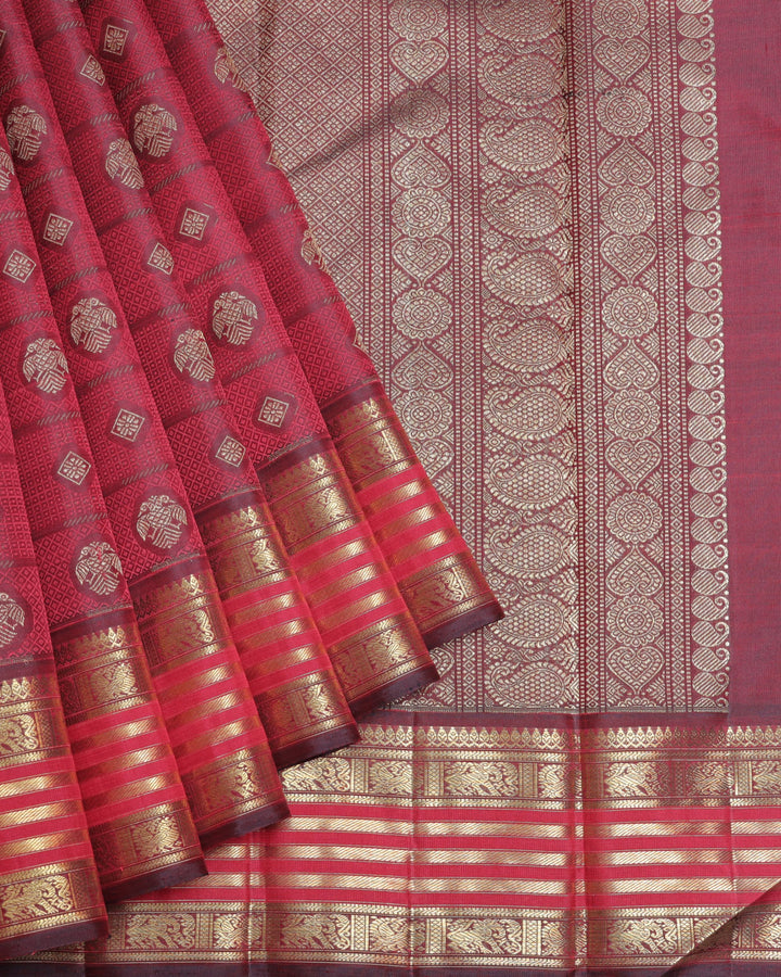 Maroon pure zari silk saree