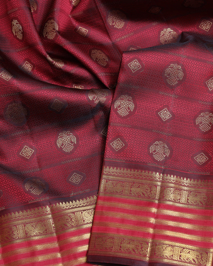 Maroon pure zari silk saree