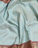 Ice Blue and Chocolate pure zari silk saree