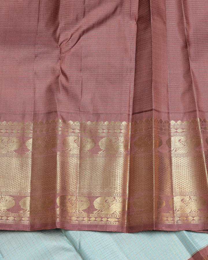 Ice Blue and Chocolate pure zari silk saree
