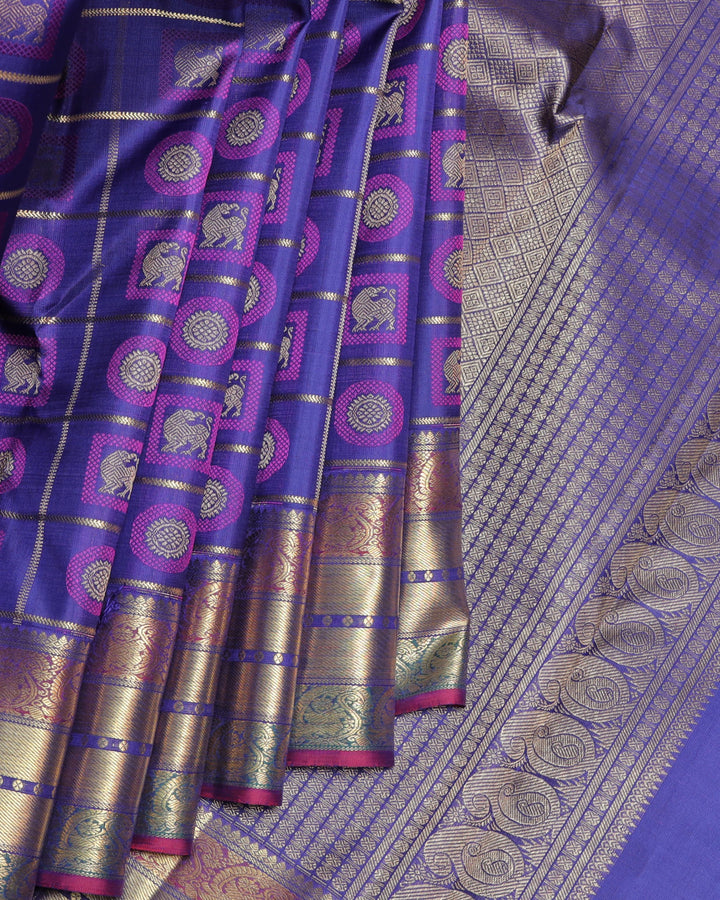 Bright Blue pure zari silk saree