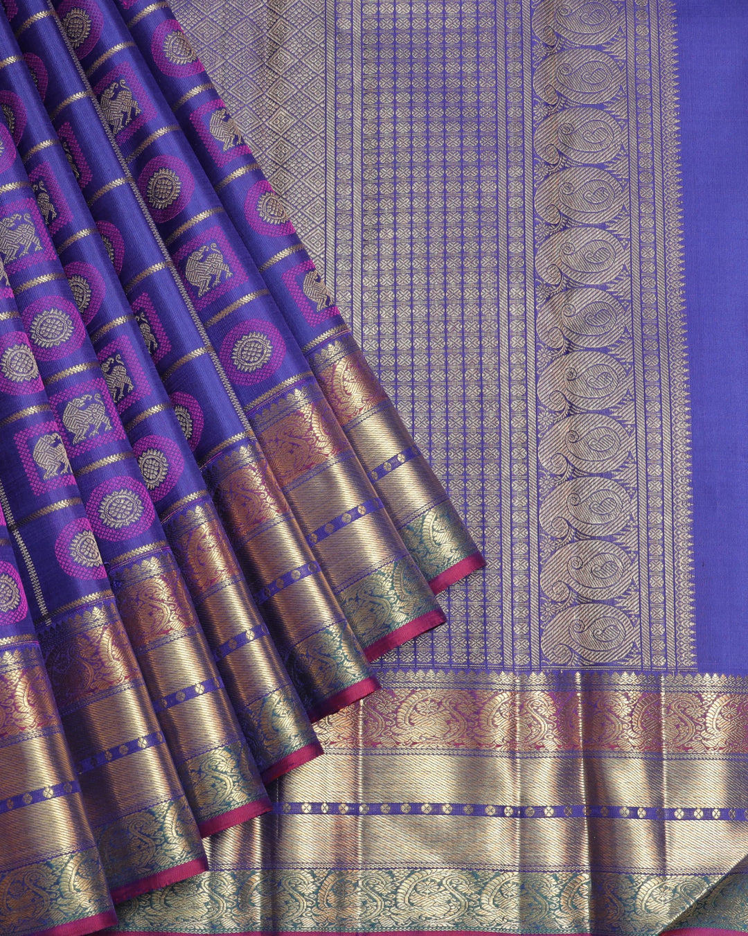 Bright Blue pure zari silk saree