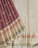 Chocolate and Beige pure zari silk saree