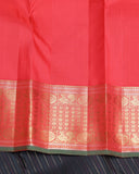 Black and Pinkish Red pure zari silk saree