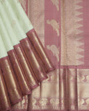 Tea Green and Chocolate pure zari silk saree