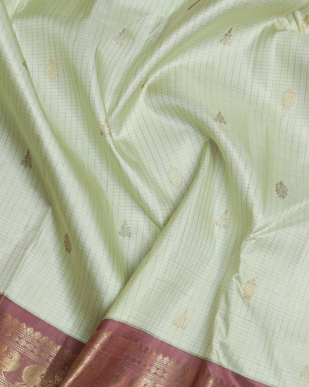 Tea Green and Chocolate pure zari silk saree
