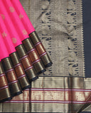 Pink and Black pure zari silk saree