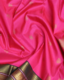 Pink and Black pure zari silk saree