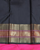 Pink and Black pure zari silk saree