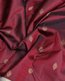 Maroon and Ice Grey pure zari silk saree