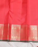 Blush Pink and Red pure zari silk saree