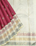 Maroon and cream pure zari silk saree