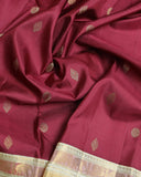 Maroon and cream pure zari silk saree