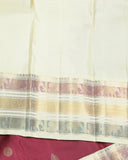 Maroon and cream pure zari silk saree