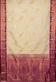 Offwhite Purple Designer Semi Silk Saree