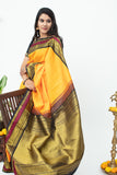 Yellow And Black Silk Saree