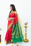 Red and Green Combination Saree