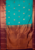 Aqua Green Semi Silk Saree