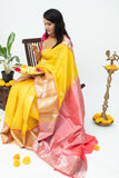 Yellow Saree with SIlver Zari