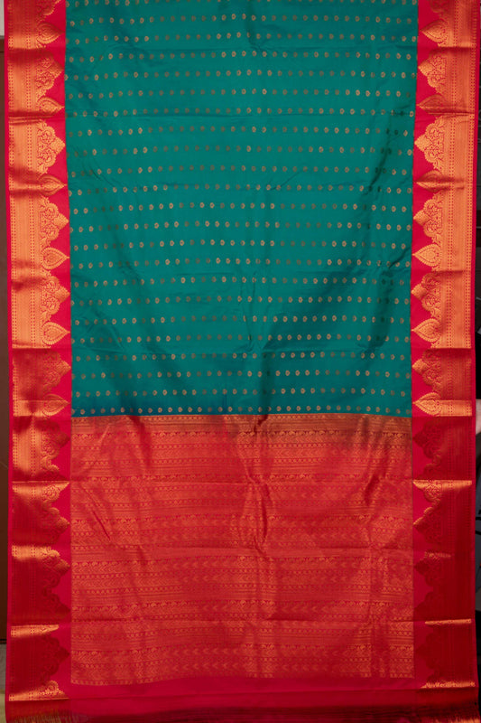 Green And Pink Designer Semi Silk Saree