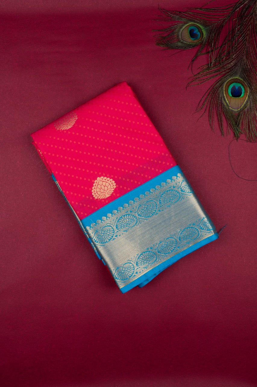 Red Blue Semi Silk Saree