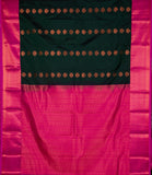 Bottle Green and Pink Semi Silk Saree