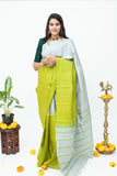 Grey and Green Combination Saree