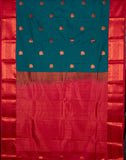 Emerald  Green And Pink Semi Silk Saree