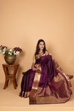 Grape purple Brocade Blouse Pure kanchi silk saree