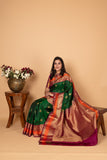 Bottle Green and Mulberry Purple Pure Kanjivaram silk saree