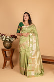Light green Pure Kanjivaram silk saree)