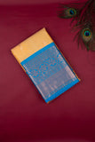 Cream And Blue Semi Silk Saree