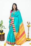 Aqua Blue Silk Saree