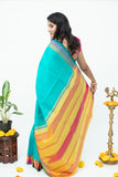 Aqua Blue Silk Saree