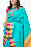 Aqua Blue Silk Saree