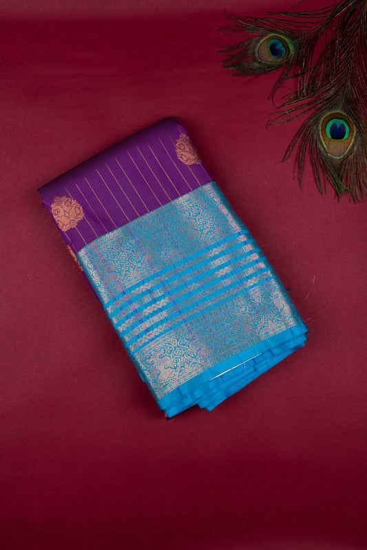 Purple Blue Oosi Semi Silk Saree