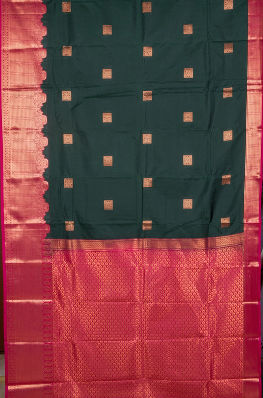 Bottle Green Turning Semi Silk Saree