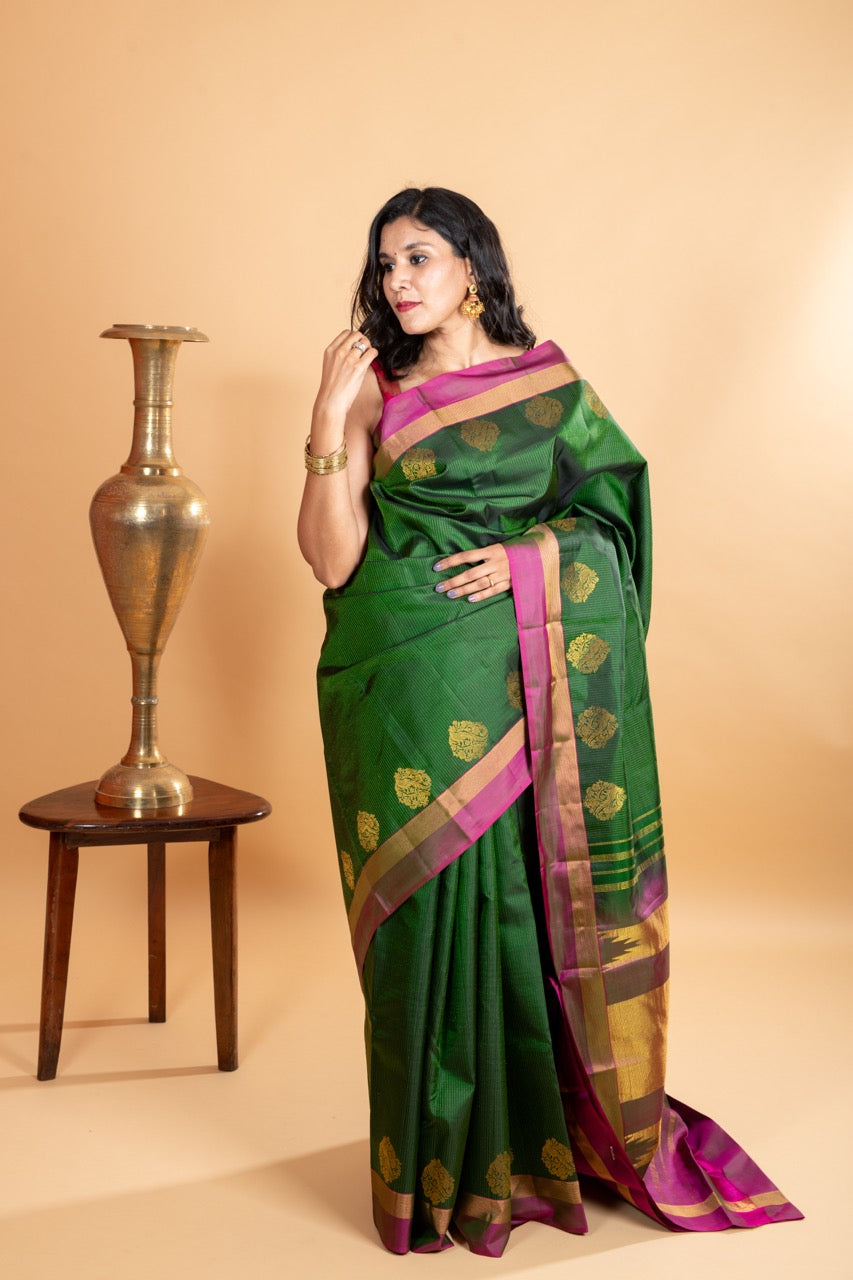 Green traditional silk saree