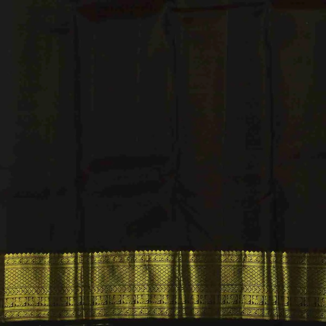 Dark Green Silk Saree With Golden Border