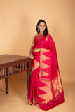 Amaranth Pink temple border pure kanchi silk saree