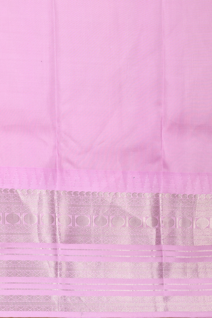 Eggplant Purple and Lilac Lavender Big Borde pure kanchi silk saree